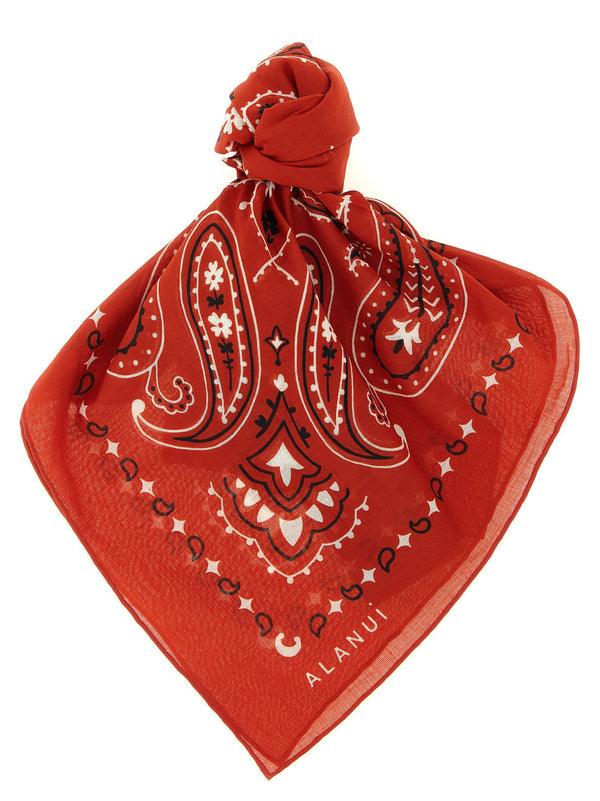 Alanui Paisley-Print Cotton Scarf — Red