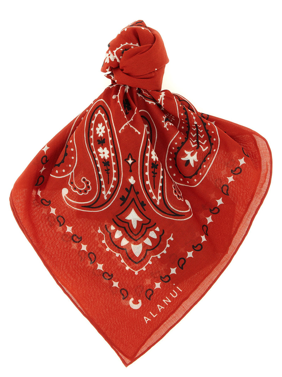 Alanui Paisley-Print Cotton Scarf — Red