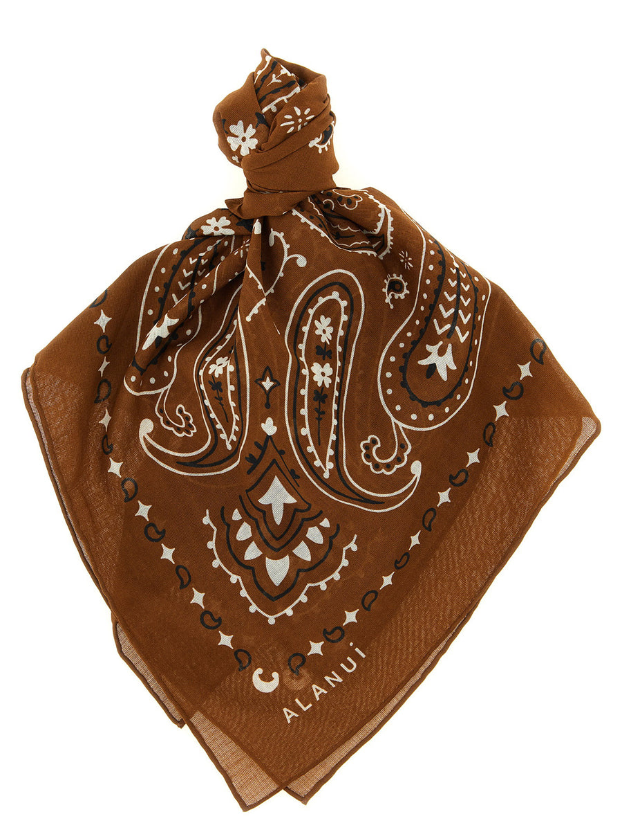 Alanui Paisley-Print Cotton Scarf — Brown