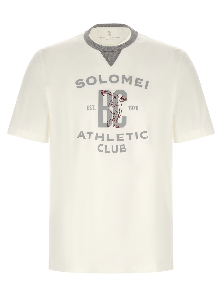 Brunello Cucinelli Graphic-Print Cotton T-shirt — Cream
