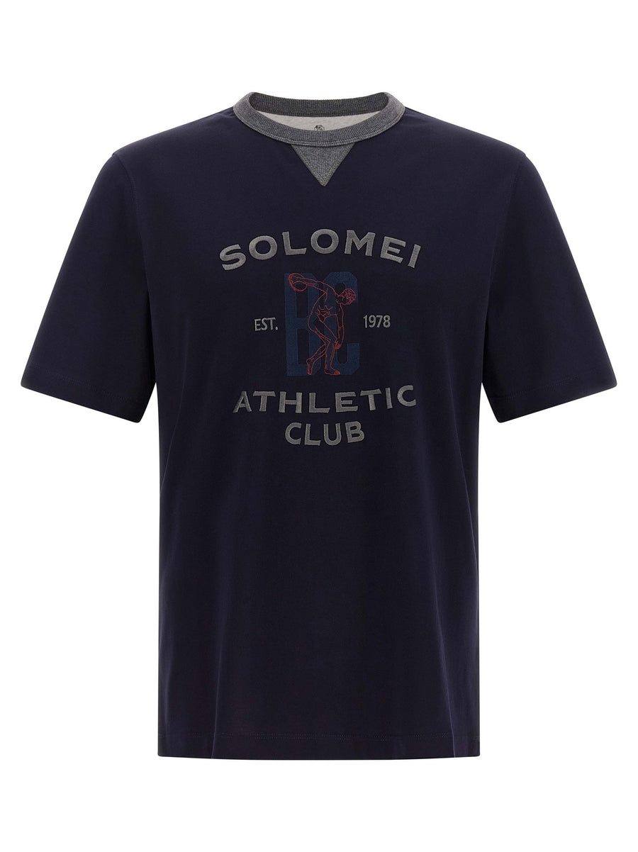 Brunello Cucinelli Solomei Athletic Club Print T-shirt — Navy