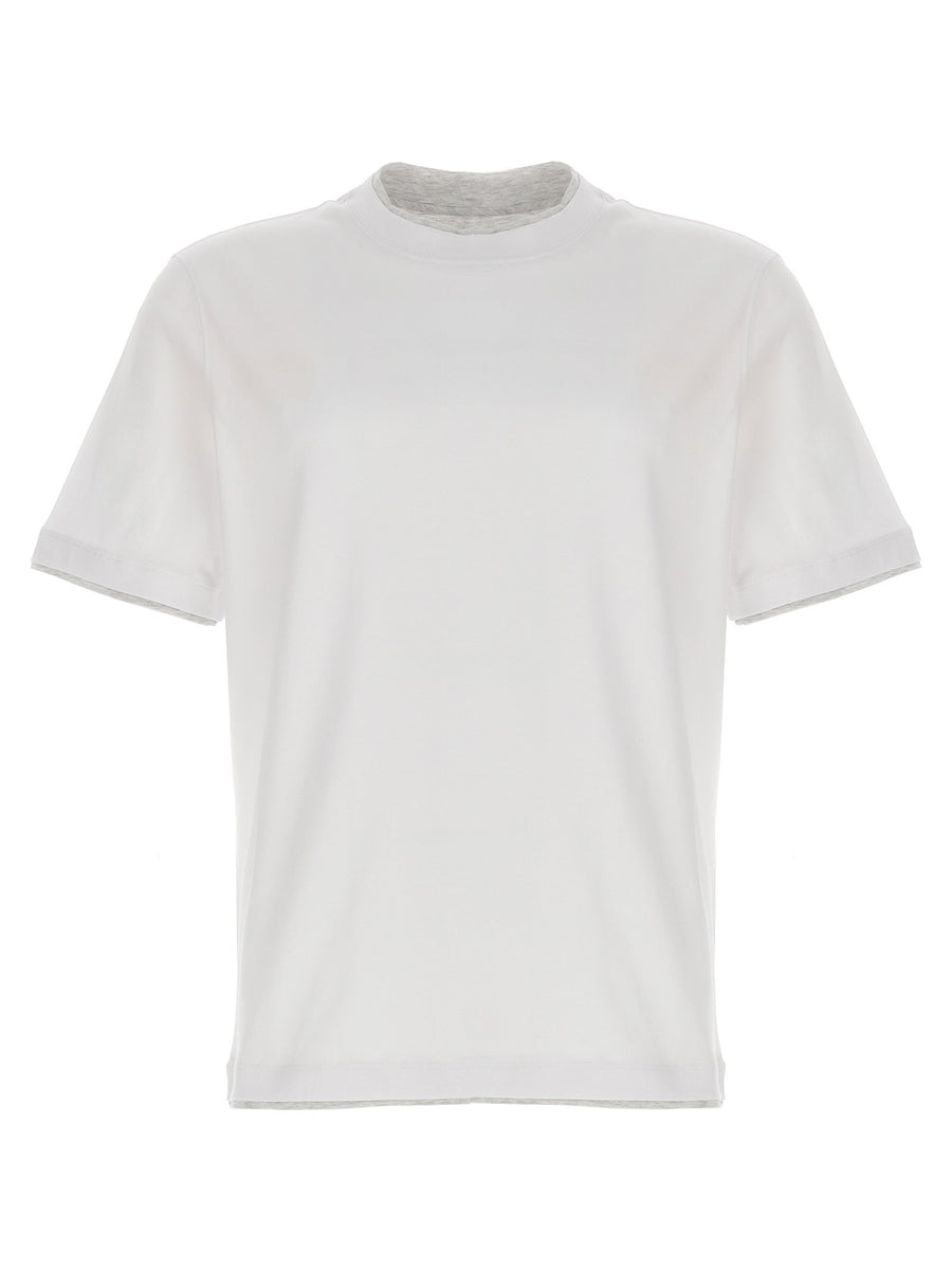 Brunello Cucinelli Double Layer Cotton T-Shirt — White