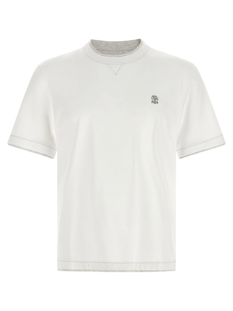 Brunello Cucinelli Double Layer Cotton Jersey T-shirt — White