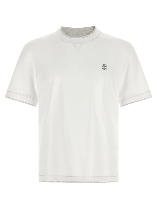 Brunello Cucinelli Double Layer Cotton Jersey T-shirt — White