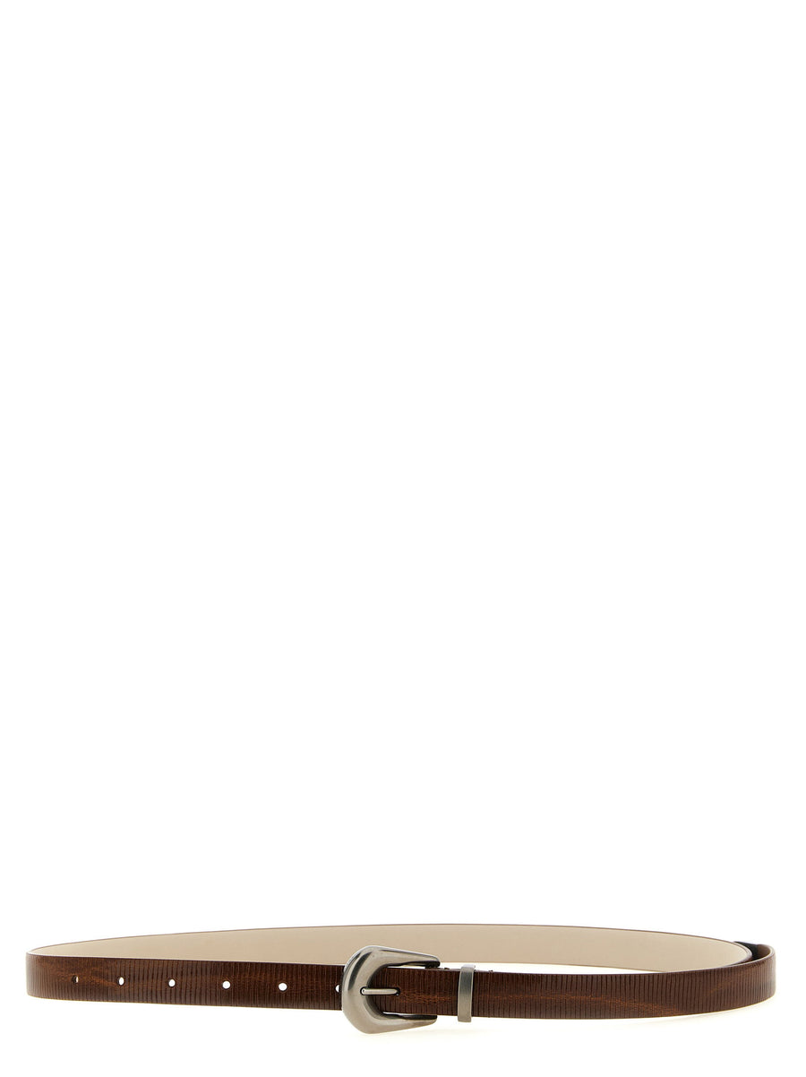 Brunello Cucinelli Carved Leather Belt — Brown
