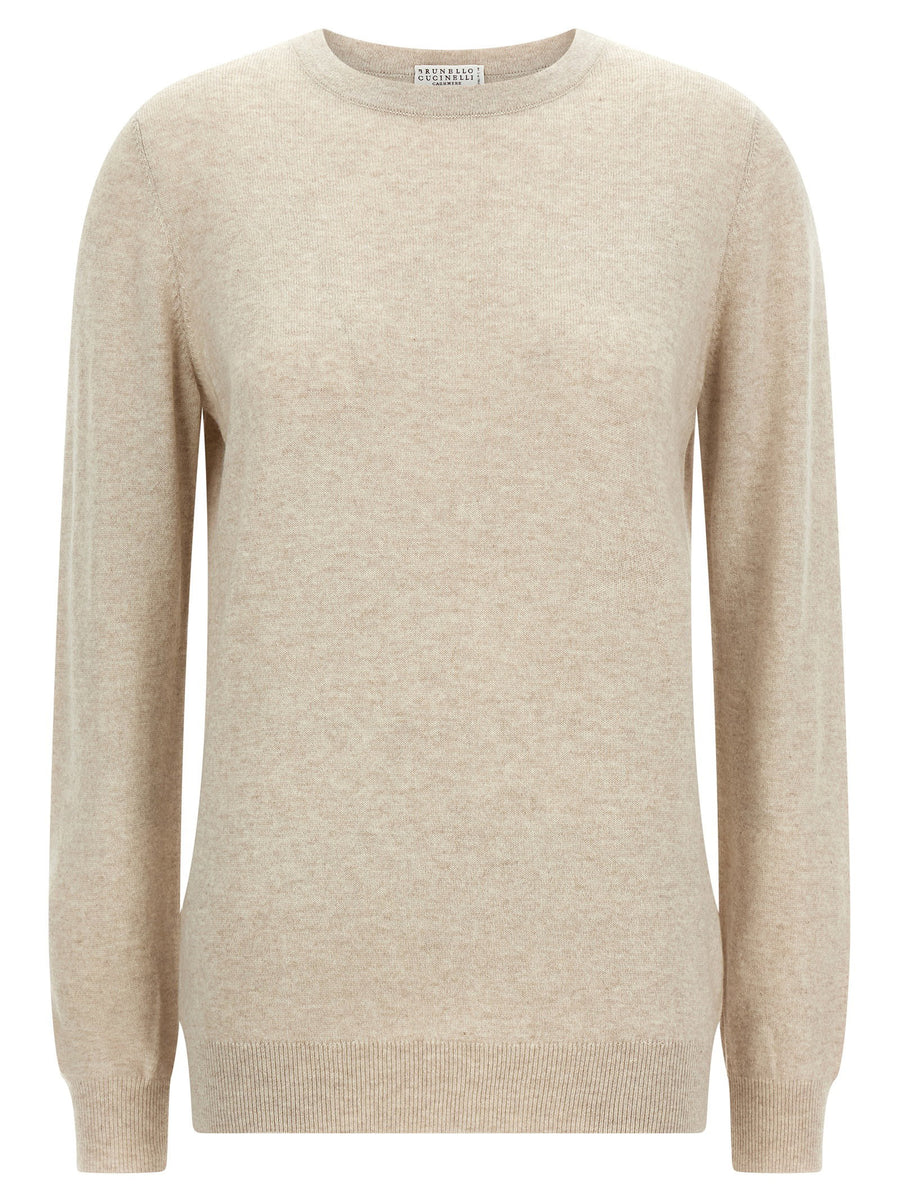 Brunello Cucinelli Shaved Cashmere Sweater — Beige