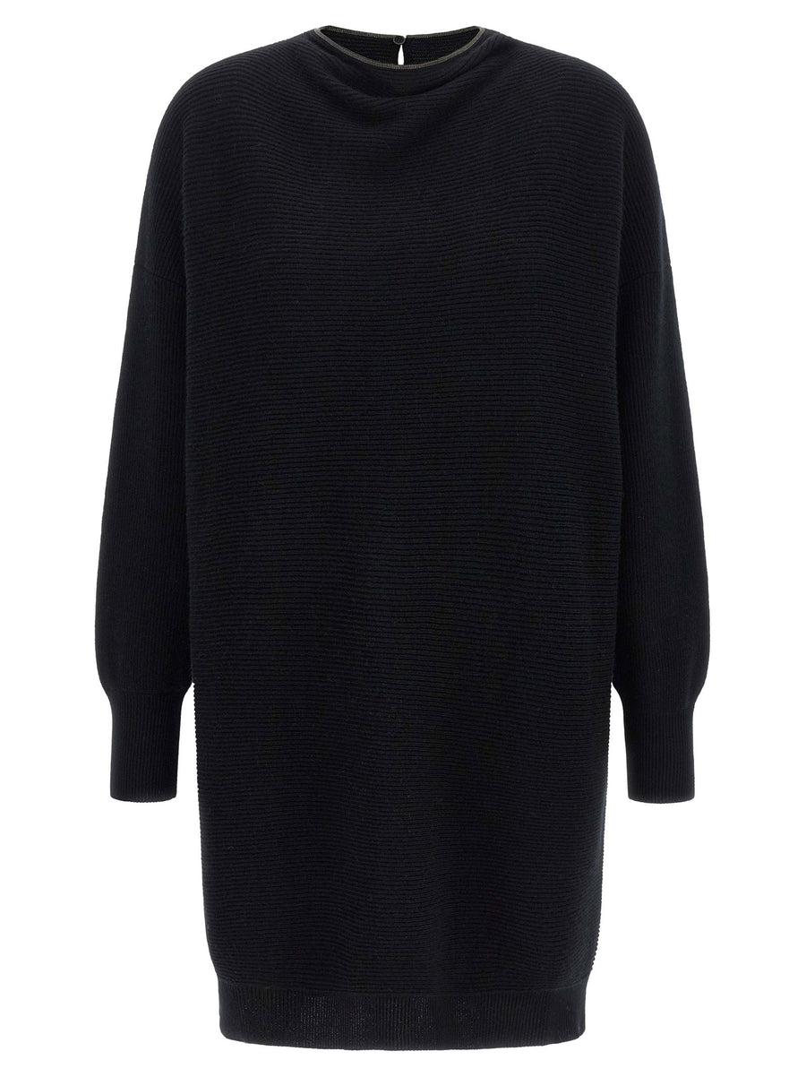 Brunello Cucinelli Precious Collar Dress — Black