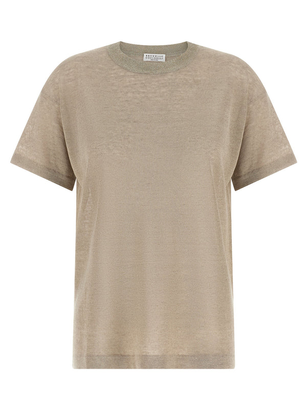 Brunello Cucinelli كتان-فيسكوز مزيج كنزة — بيج