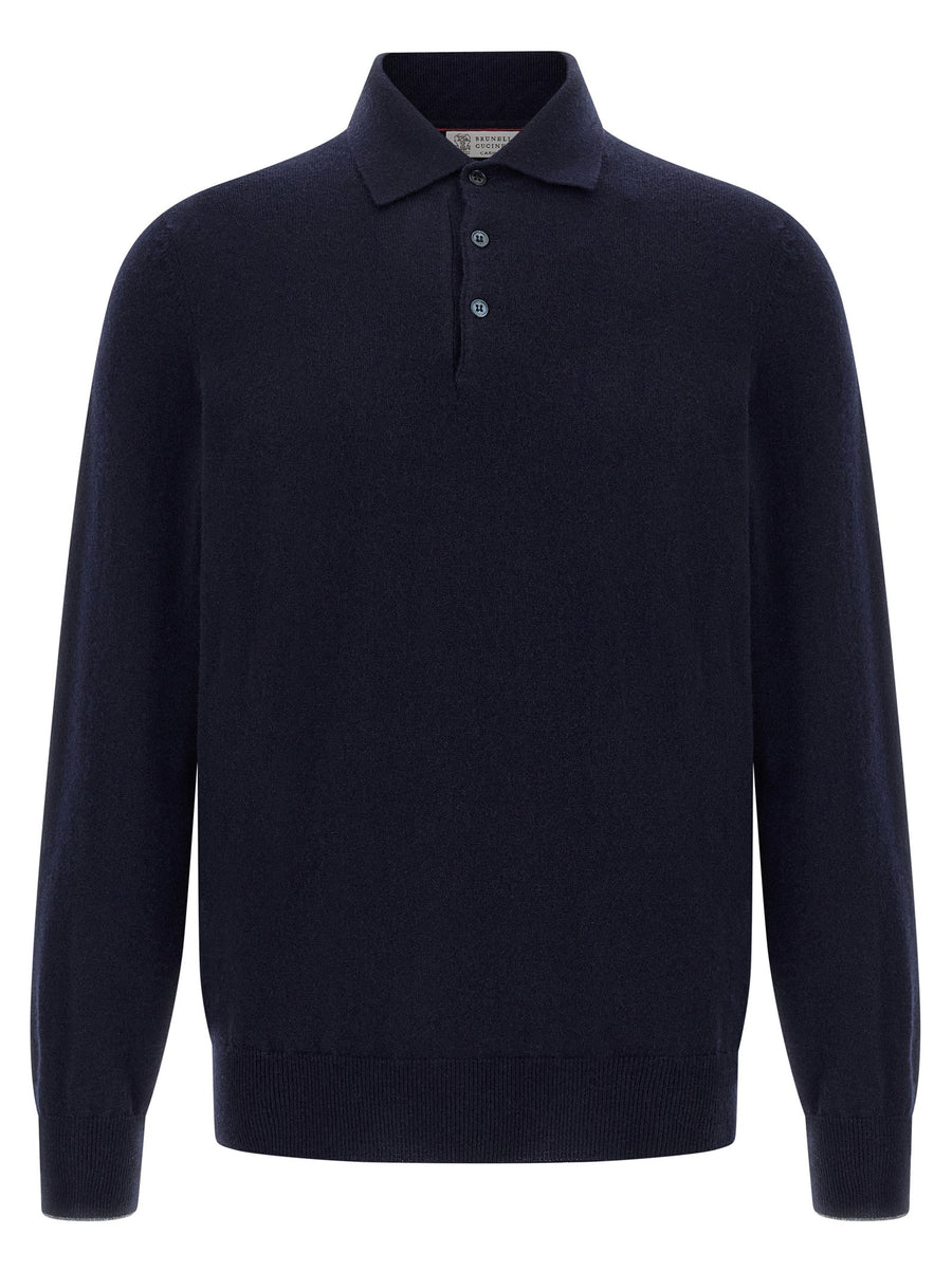 Brunello Cucinelli Cashmere Polo Shirt — Navy