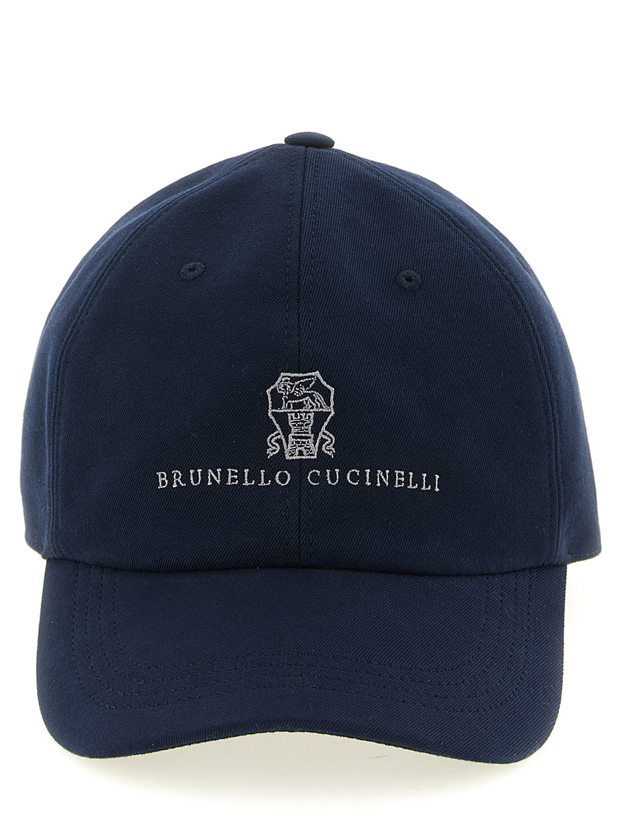 Brunello Cucinelli Logo-Embroidered Canvas Baseball Cap — Navy