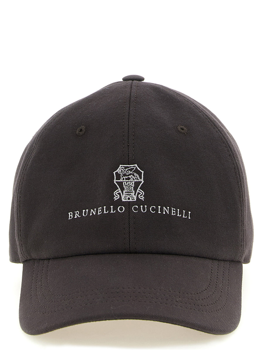قبعة بيسبول قطن مطرزة بشعار Brunello Cucinelli شعار — رمادي