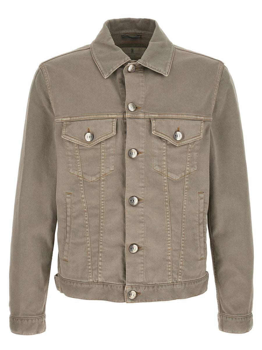 Brunello Cucinelli Cotton Twill Jacket — Gray-green