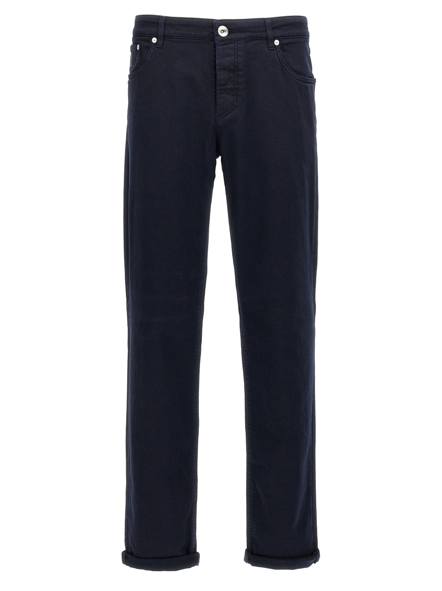 Brunello Cucinelli Cotton Canvas Jeans — Navy