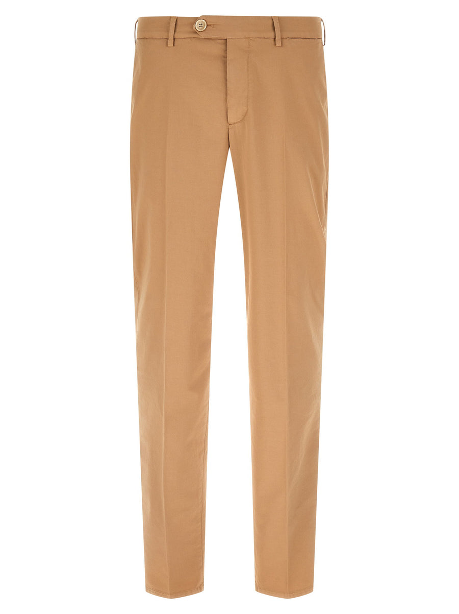 Brunello Cucinelli Pima Cotton Gabardine Trousers — Camel