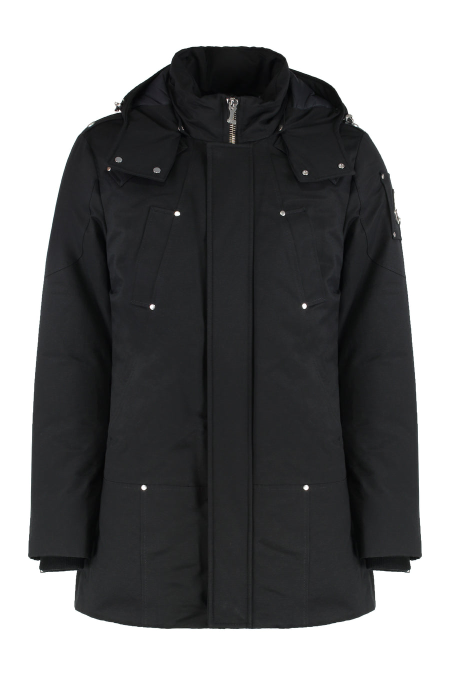 Parka With Removable Hood Black Cotton Parkas