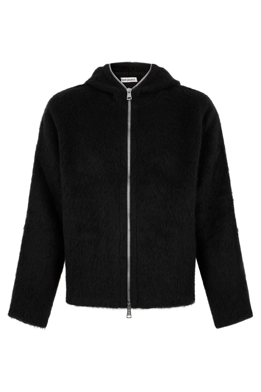 Hoodie Black Hairy Wool