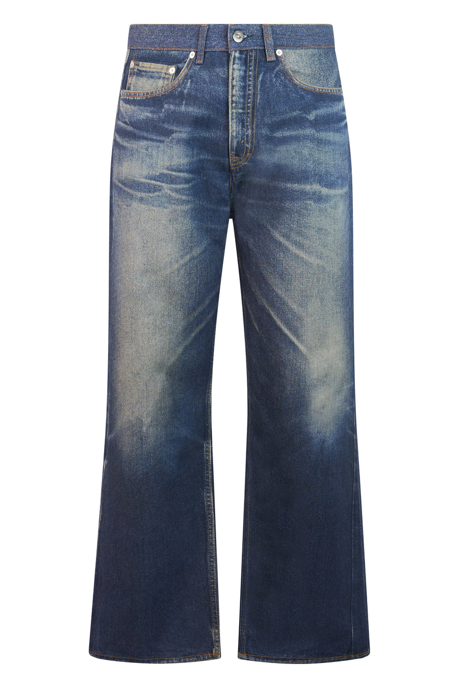 Denim Trousers Azure Print Cotton Regular & Straight-leg Jeans