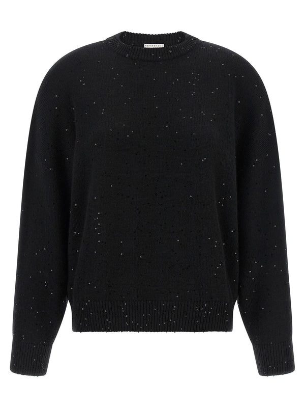 Brunello Cucinelli Cashmere and silk sweater in black