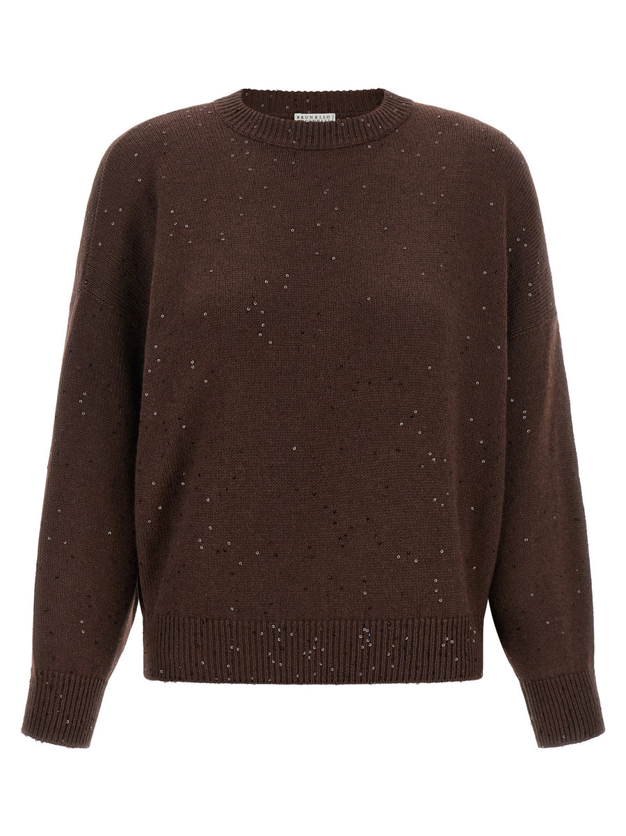 Brunello Cucinelli Diamante Sweater — Brown