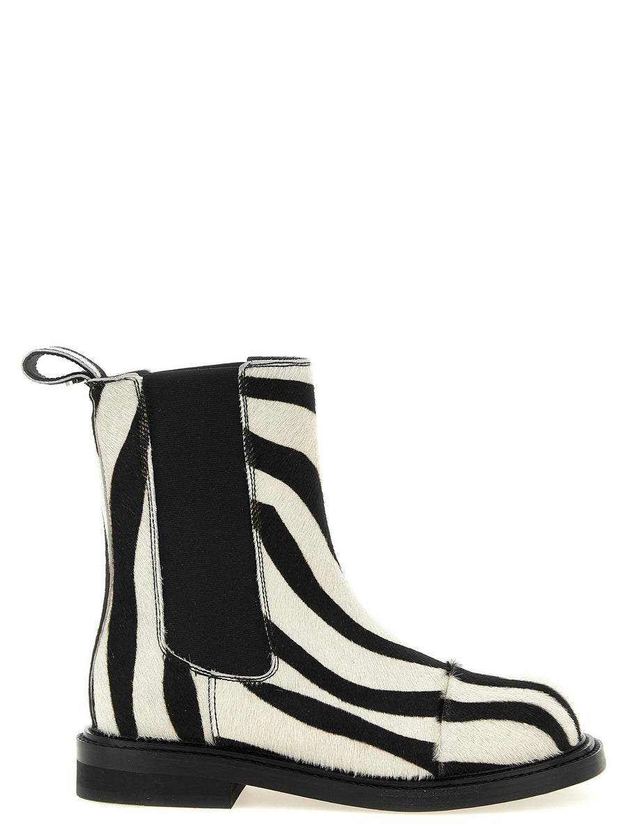 Moschino Zebra Print Pony Hair Ankle Boot — Black