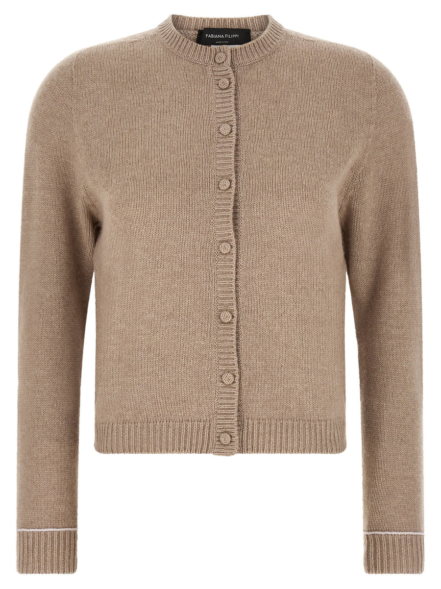 Fabiana Filippi Virgin Wool Blend Cardigan — Beige
