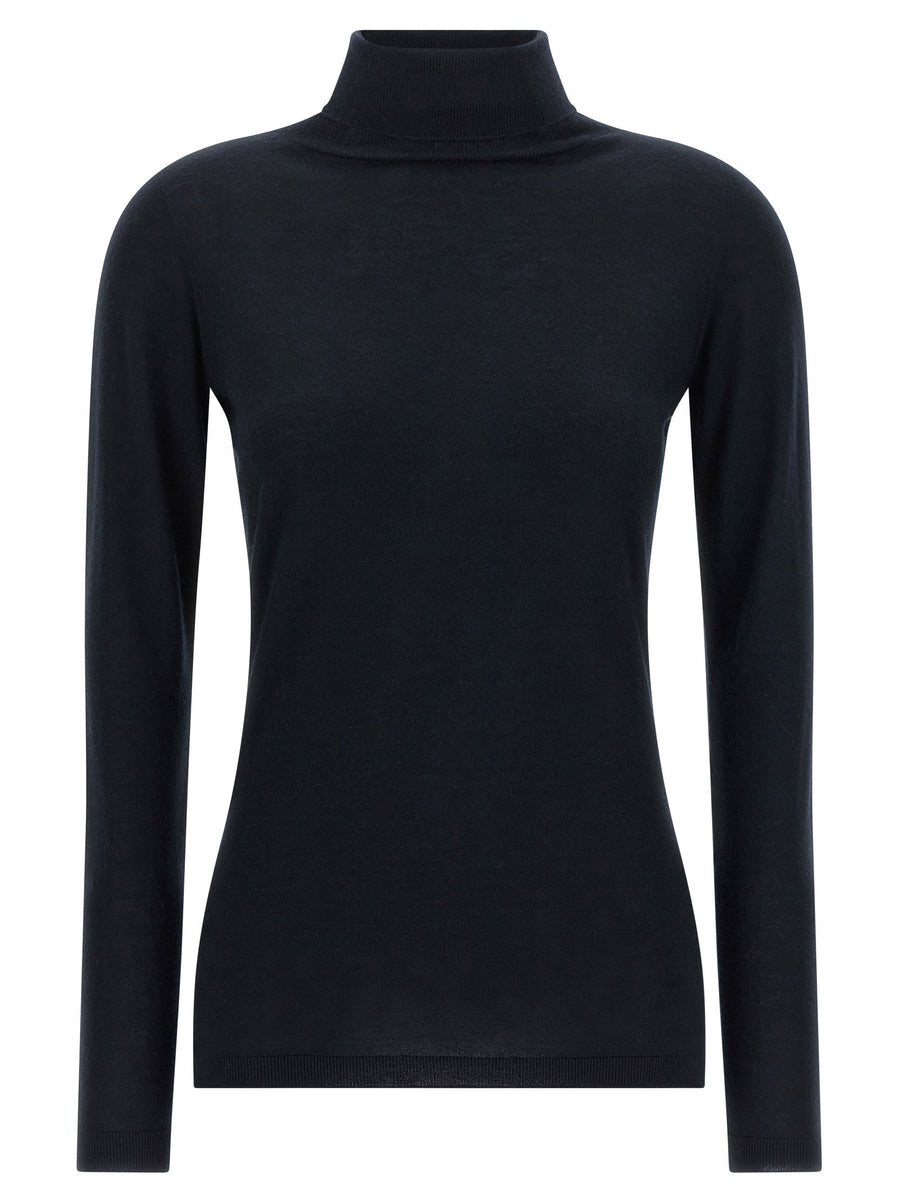 Fabiana Filippi Cashmere and Silk Turtleneck Sweater — Black