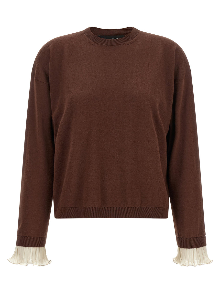 Fabiana Filippi Pleated Cuff Detail Sweater — Brown