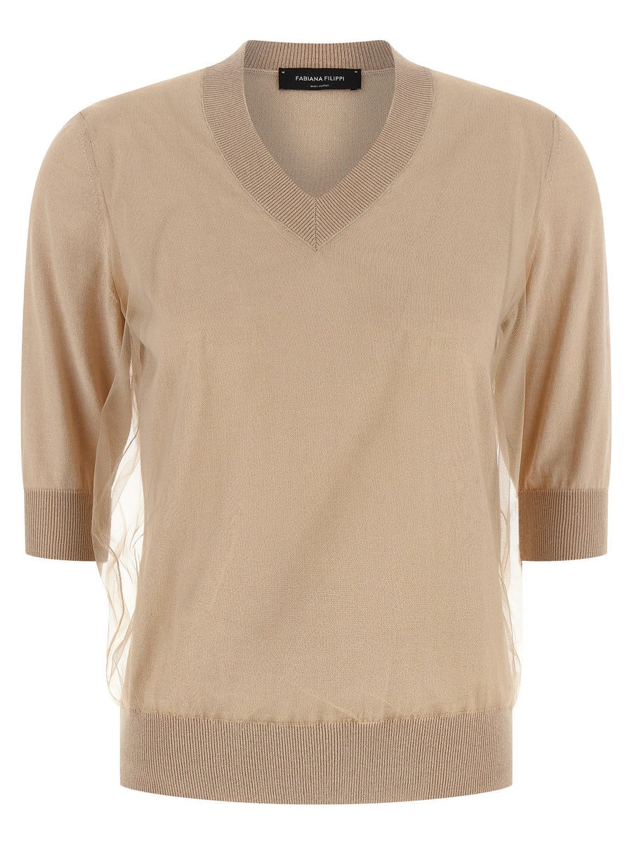 Fabiana Filippi Virgin Wool and Cotton Blend Sweater — Beige
