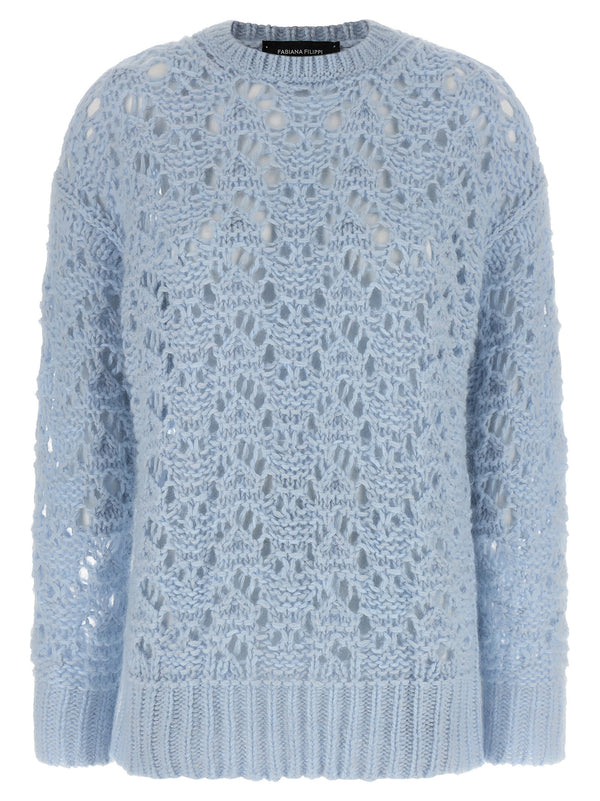 كارديغان Fabiana Filippi Openwork صوف مزيج كنزة — أزرق