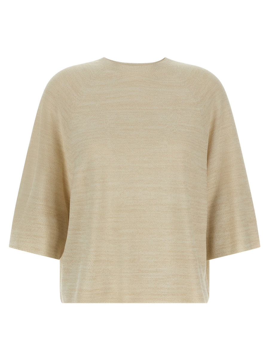 Fabiana Filippi Lamé-Thread Knit Sweater — Beige