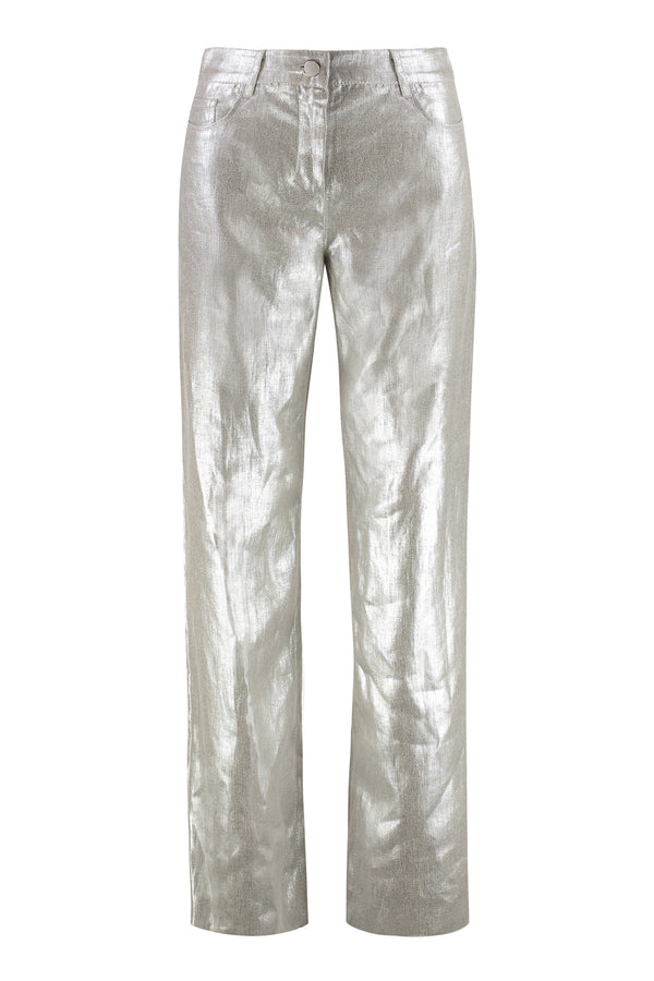 Wide-Leg Trousers Malika Linen Silver