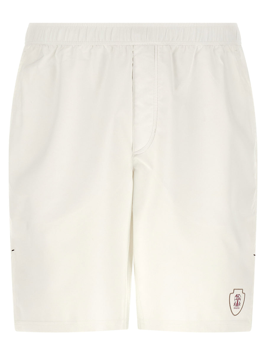 شورت برمودا Brunello Cucinelli تينيس نايلون شورت — أبيض