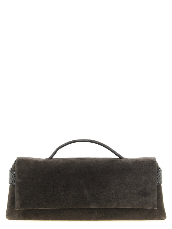 Brunello Cucinelli Suede Clutch — Gray