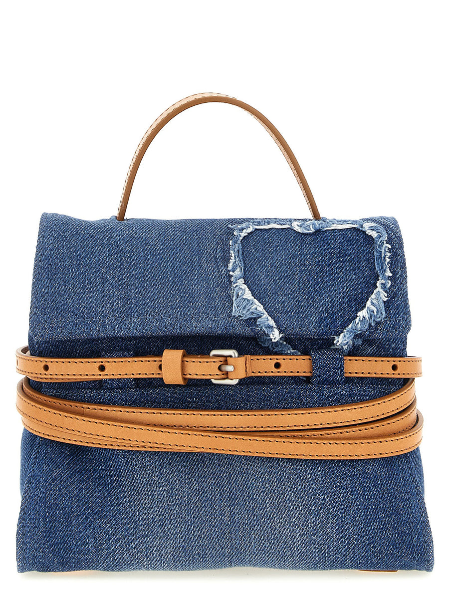 Moschino Denim and Leather Shoulder Bag — Blue