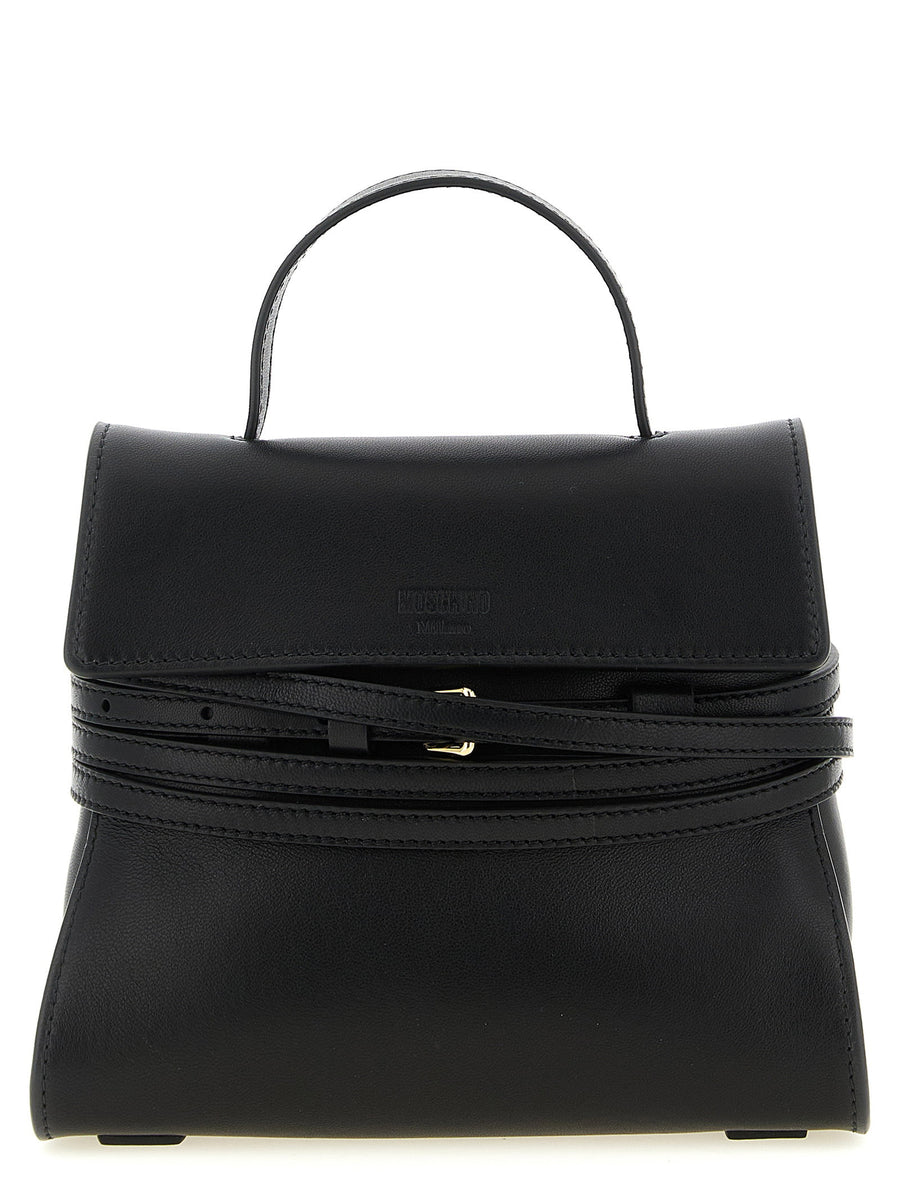 Moschino Tie Me Top Handle Bag — Black
