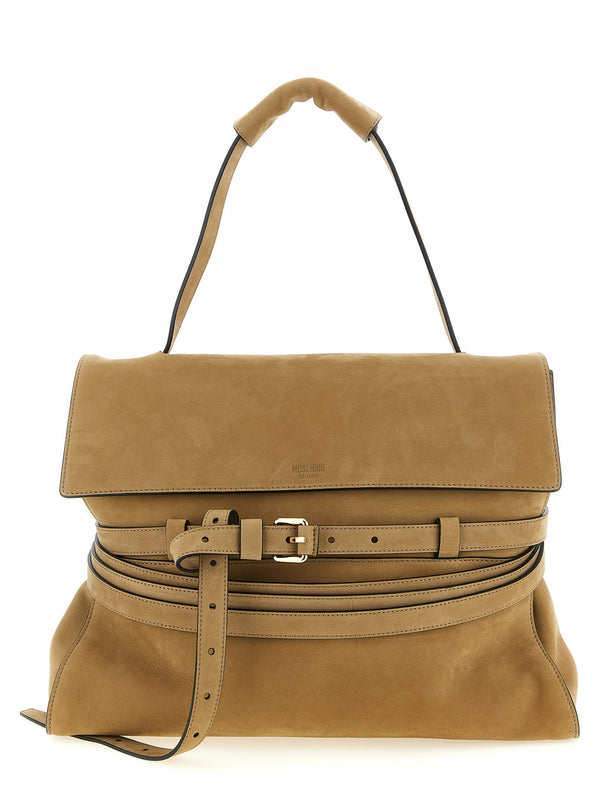 Moschino Tie Me Shoulder Bag — Tan
