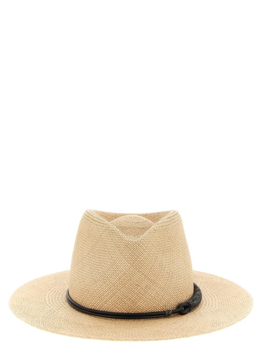 Brunello Cucinelli Woven Raffia Fedora — Natural