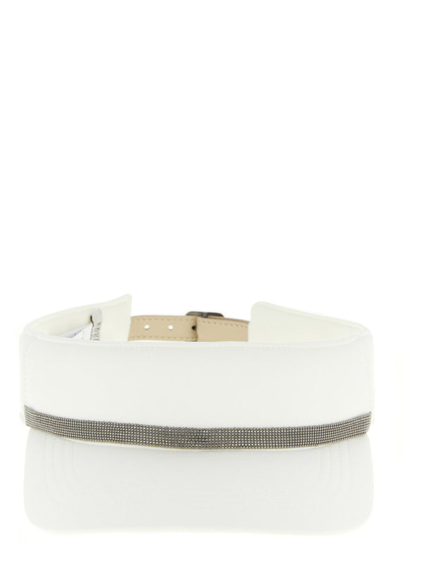 Brunello Cucinelli Monile-Embellished Visor — White