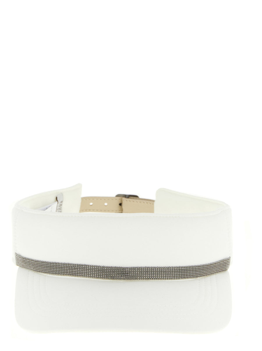 Brunello Cucinelli Monile-Embellished Visor — White