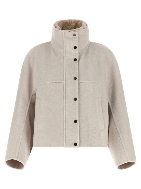 Brunello Cucinelli فيرجن صوف وكشمير مزيج معطف — بيج