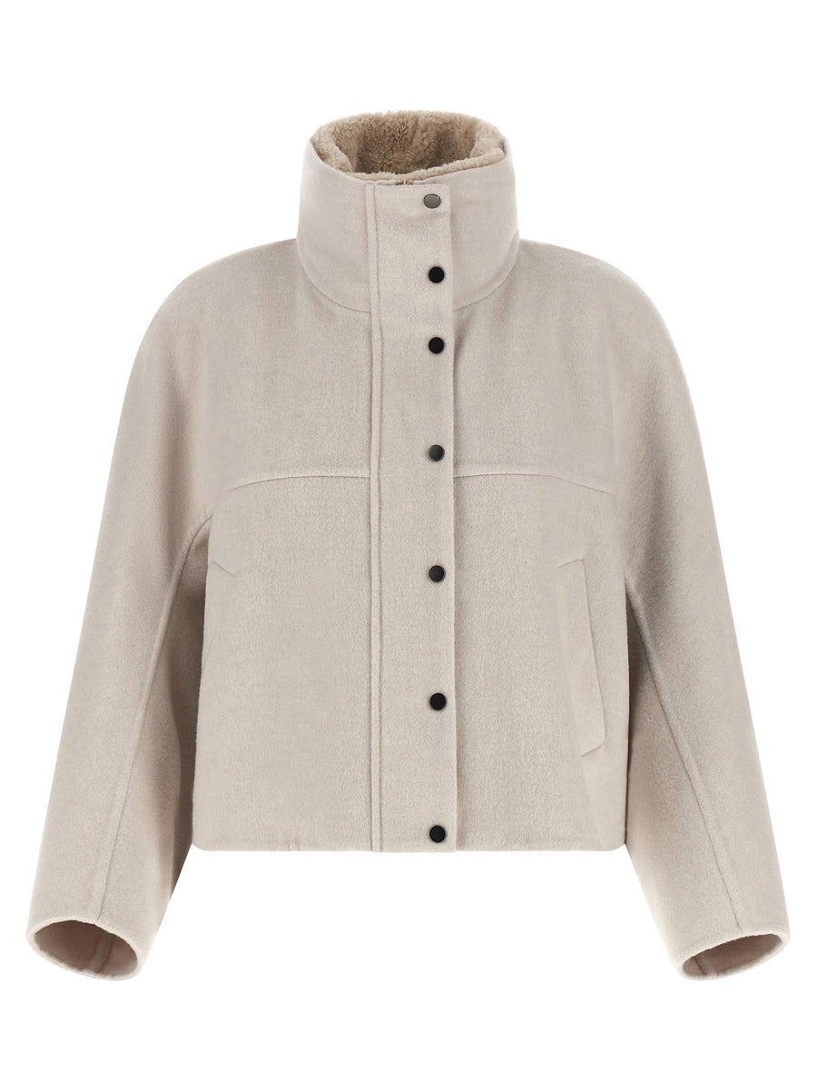 Brunello Cucinelli فيرجن صوف وكشمير مزيج معطف — بيج