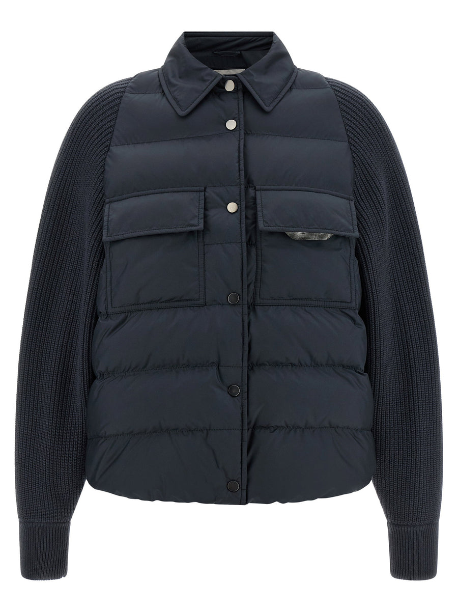 Brunello Cucinelli Shiny Flap Detail Down Jacket