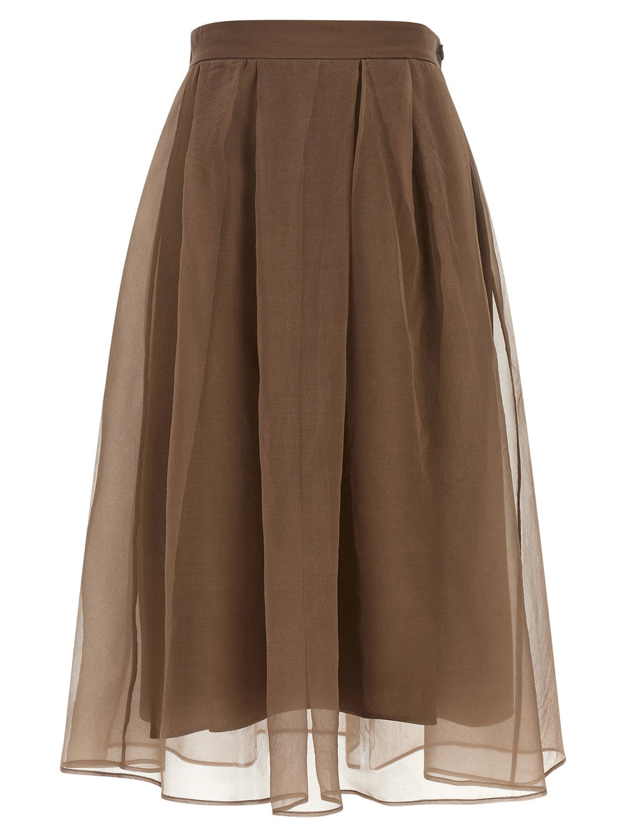 Brunello Cucinelli Circle Skirt — Brown
