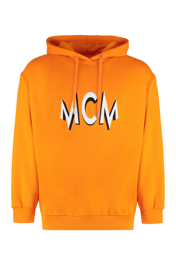 Orange Cotton Hoodie Elastane Jumpers