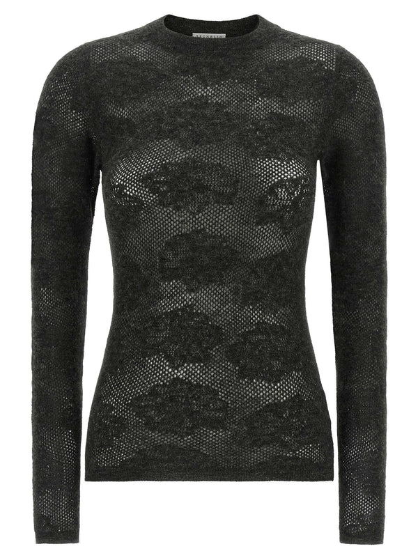 Brunello Cucinelli Flower Lace Sweater