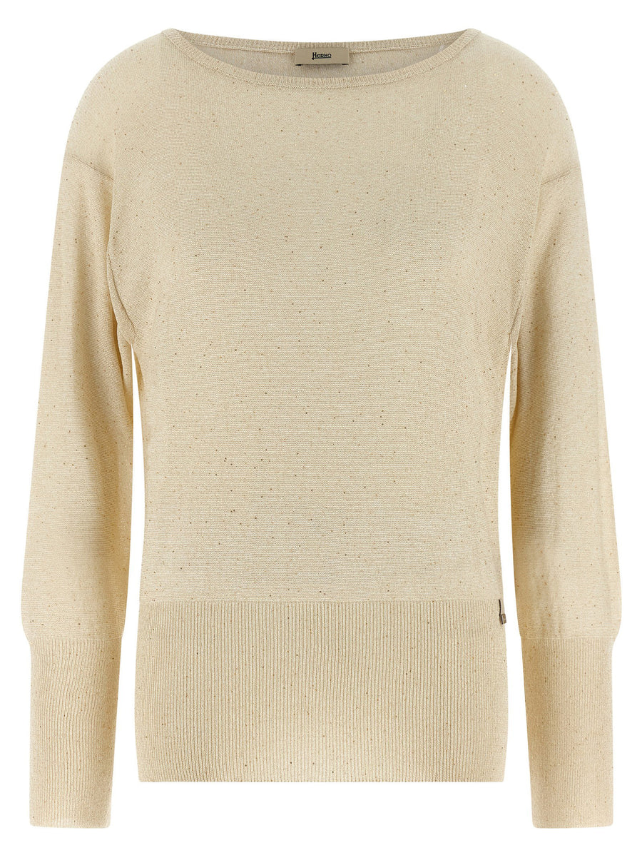 Herno Lamé and Sequin Sweater — Cream
