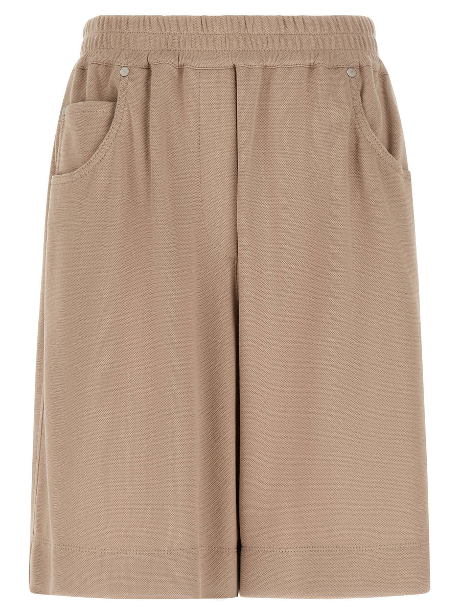 Brunello Cucinelli Piqué Cotton Shorts — Beige