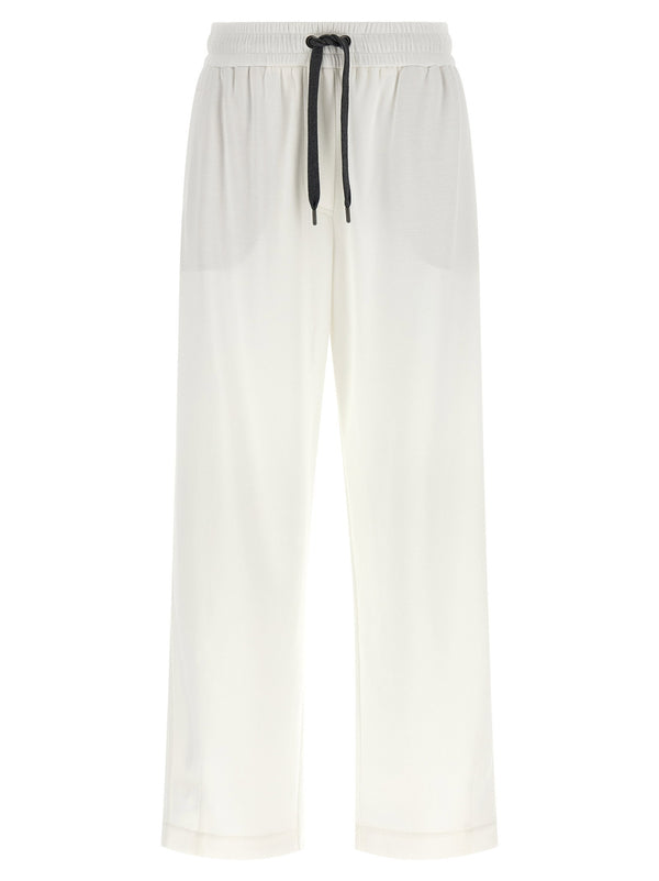 Brunello Cucinelli Cotton Piqué Track Joggers — White
