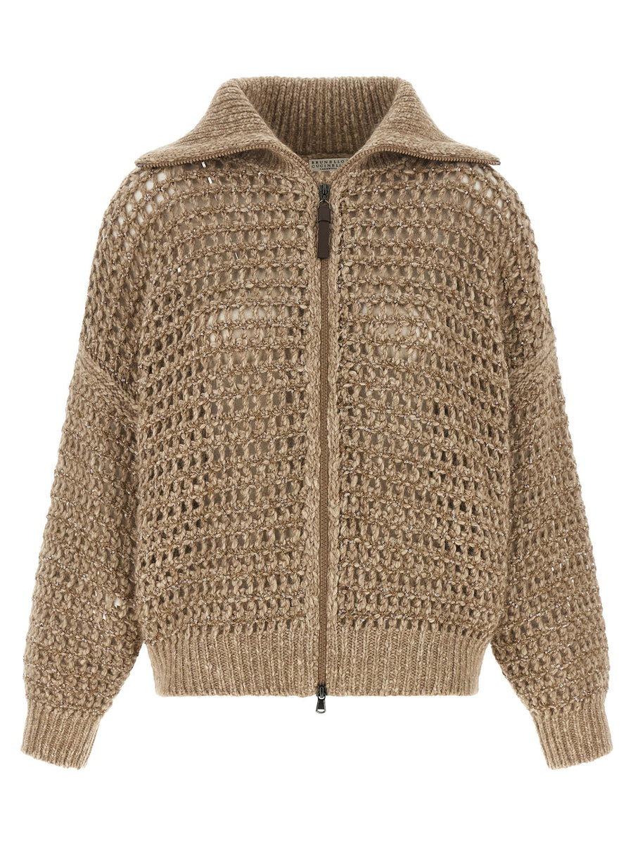 Brunello Cucinelli Dazzling Cardigan — Beige