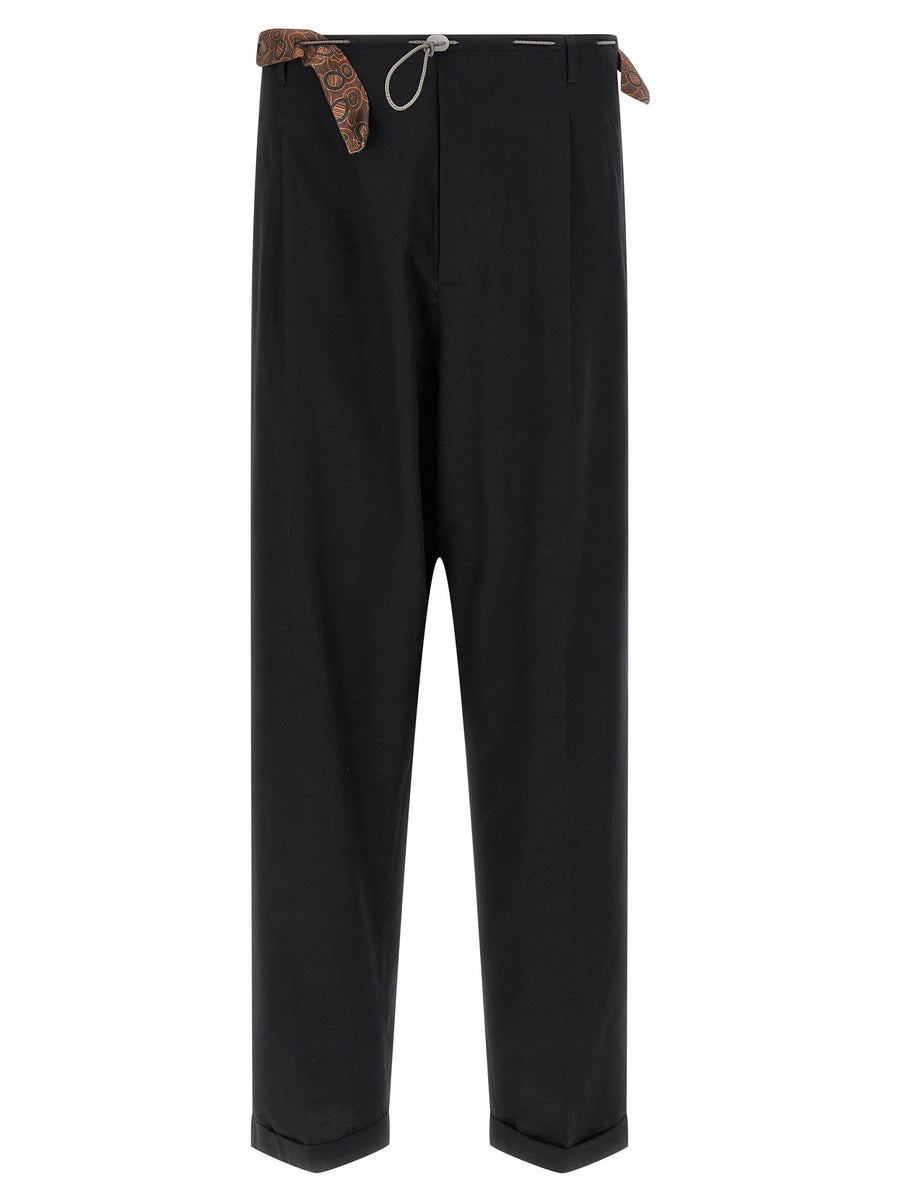 Magliano Light Cotton Wide-Leg Trousers — Black